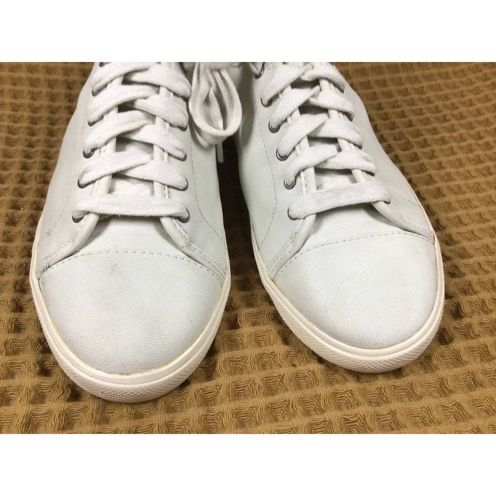 Frye Womens Mindy White Womens Sz 10 White Low Leather Lace Up Sneaker Shoes
